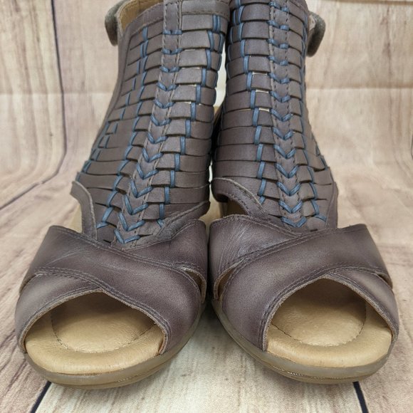 EARTH Libra Heeled Sandals Gray Leather Comfort Sandal Sz 10 - Picture 6 of 10